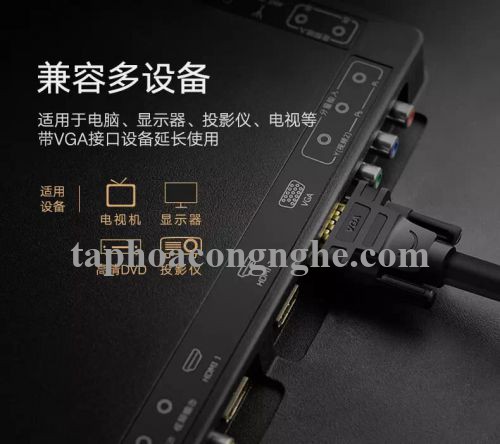 Ugreen 11615 3M màu Đen Cáp tín hiệu nối dài VGA đầu mạ vàng VG103 30011615